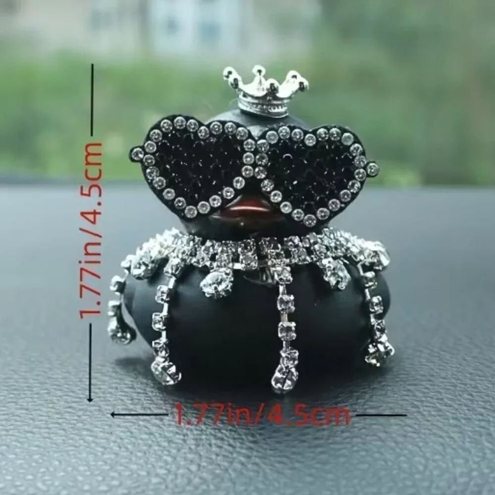 Luxury Black Rubber Duck Dashboard Sitter Simulated Crystal Embellishments Jeep - Picture 4 of 5